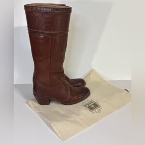 Frye Brown Leather Campus Boots 7B Made in Mexico Western Riding Mid Calf